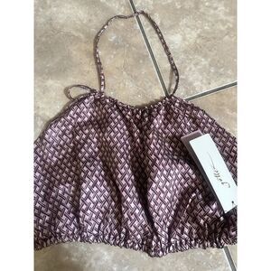 NWT $108 Gottex L Printed Satin Retro Pink Cover Up Top Swimwear Beach